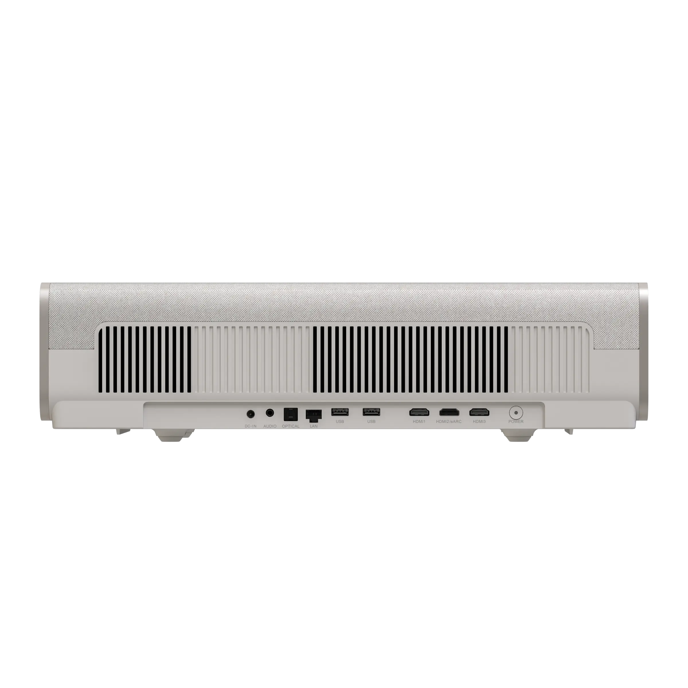 XGIMI MIRA Back View: Input ports include HDMI × 2, HDMI (eARC Supported) × 1 USB × 2 DC × 1 LAN × 1