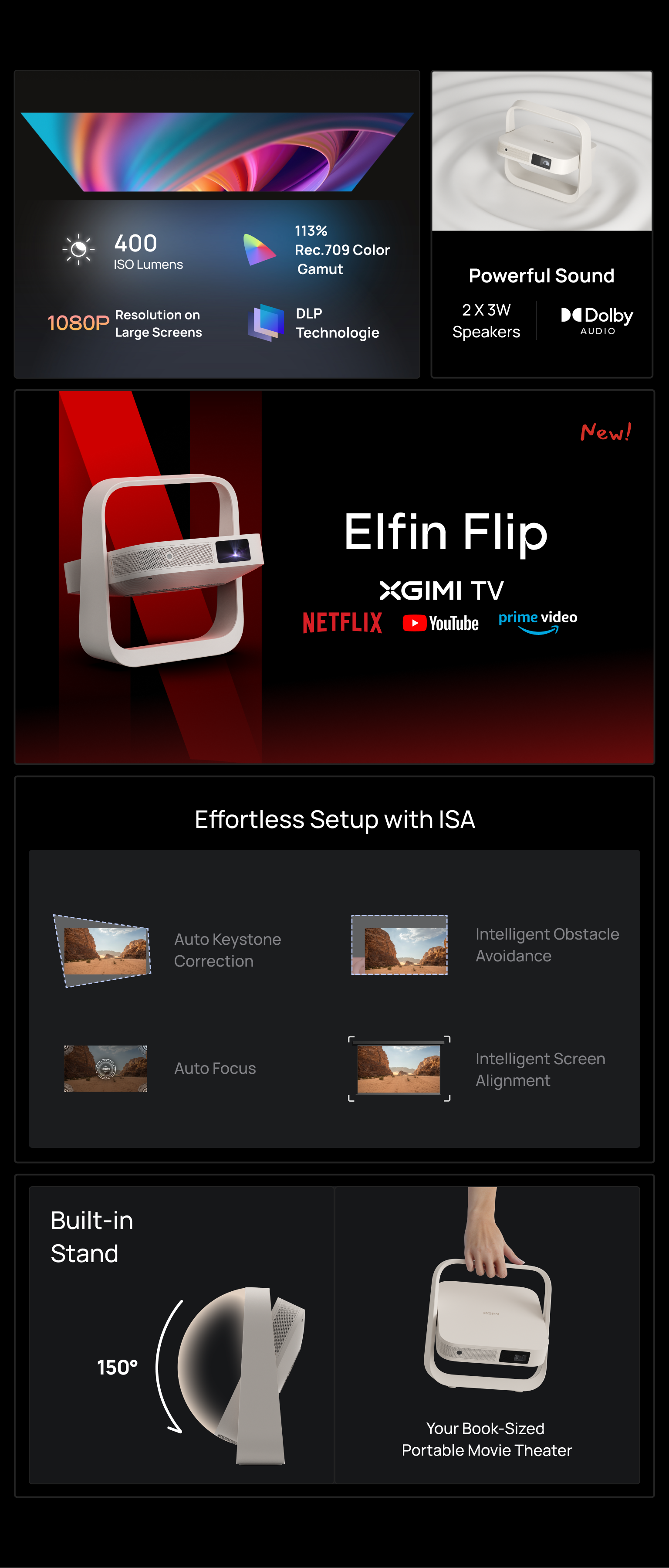 Elfin Flip Portable Projector with Stand | XGIMI Elfin Flip Portable Projector with Stand | XGIMI