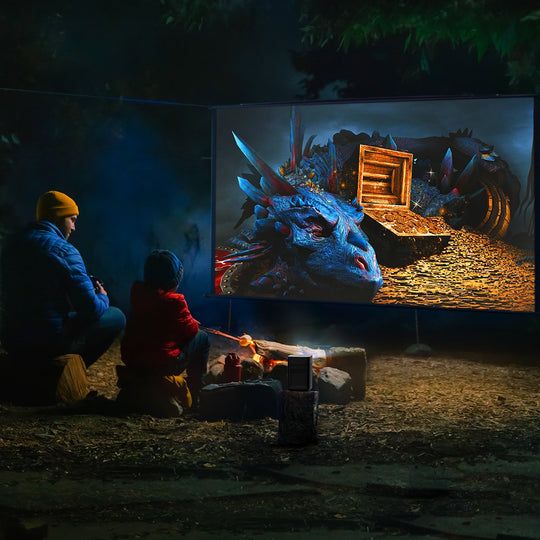 Enjoy Camping Entertainment with the Halo+ 1080p FHD Portable Projector